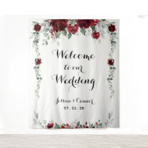 Eucalipto Branco Burgundy Bem-Vindo Ao Nosso Casam