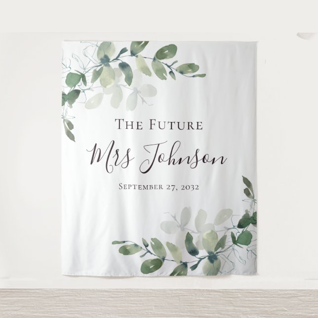 Tapete De Parede Eucalyptus Future Mrs Photo Booth Backdrop (Frente)