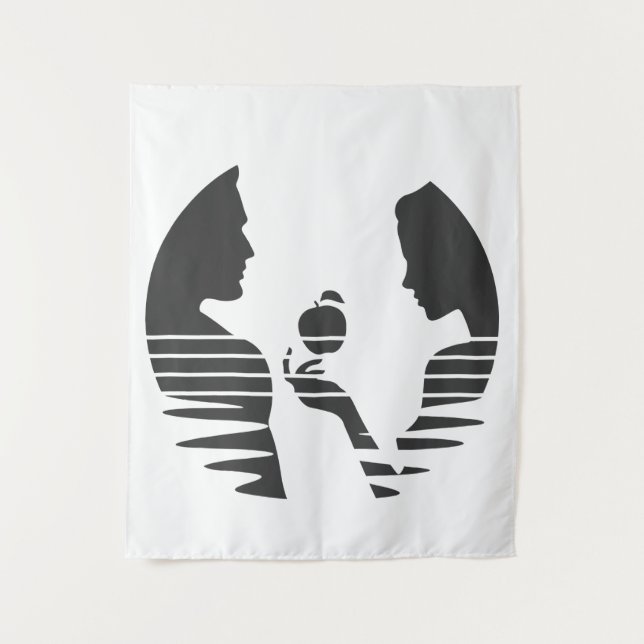 Tapete De Parede Eve Mão Uma Maçã Para Adão, Black Versão 1/3 (Frente)