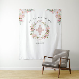 Tapete De Parede Evento Religioso, Fundo Fotográfico Floral Rosa Be
