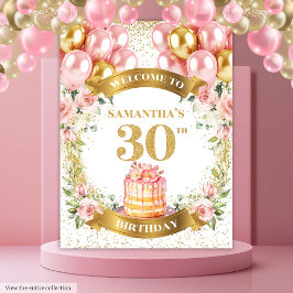 Tapete De Parede Exposição de festa de aniversário de 30 anos bege 