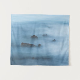 Tapete De Parede Exposição longa, azul-nebulosa, de rochas no mar