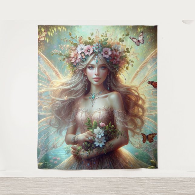 Tapete De Parede Fada com flores (Frente)