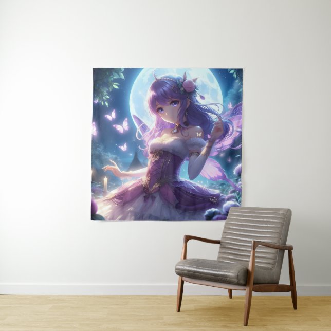 Tapete De Parede Fada de Lua de Lua de Violeta da Menina de Anime (In Situ)