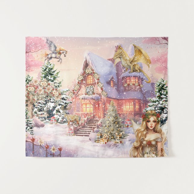 Tapete De Parede Fada Mágica e Caprichosa de Natal (Frente (Horizontal))