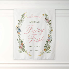 Tapete De Parede Fada Primeiro Vintage Floral Boas-Vindas de Aniver