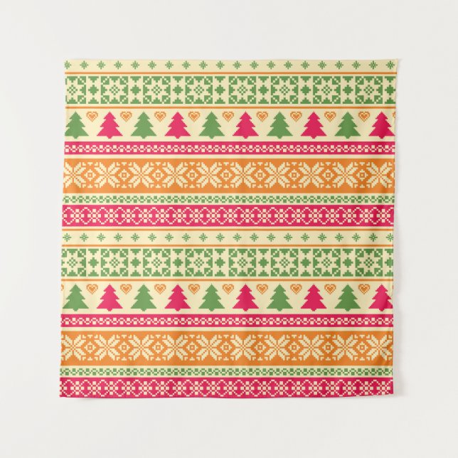 Tapete De Parede Fair Isle Style Natal Sem Sede (Frente)