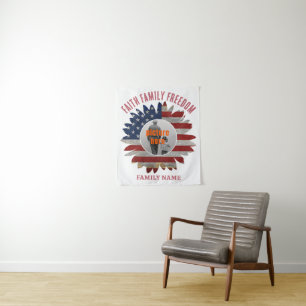 TAPETE DE PAREDE FAITH FAMILY FREEDOM 4 DE JULHO EUA PERSONALIZADO