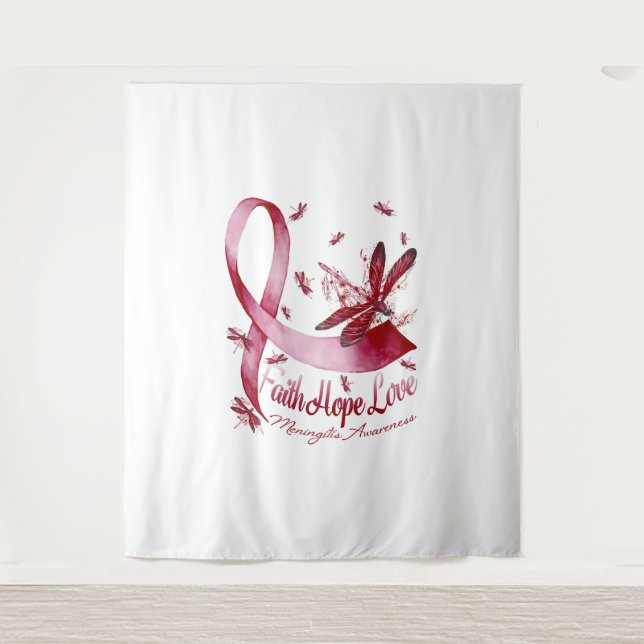 Tapete De Parede Faith Hope Love Meningitis Sensibilização Dragonfl (Frente)