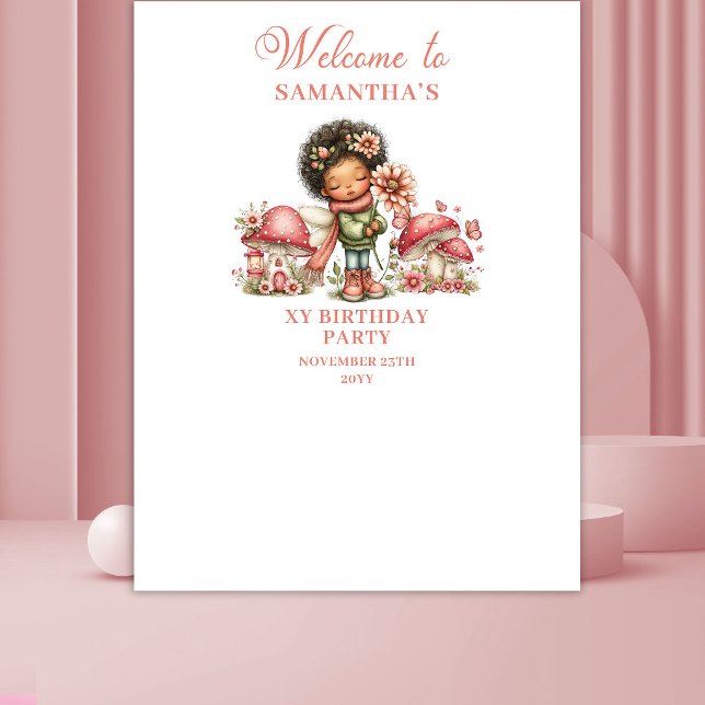 Tapete De Parede Faixa de Flores Rosadas Fada para 2º Aniversário (Pink Fairy 2nd Birthday Blush Flowers Banner)