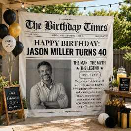Tapete De Parede Faixa de Jornal de Aniversário Personalizada, Foto