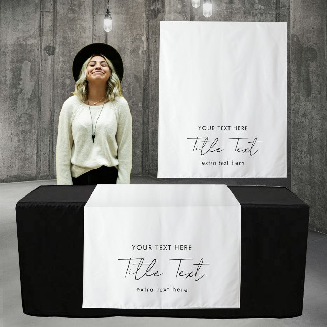 Tapete De Parede Faixa de mesa personalizada Banner Moderno Texto R (Custom Table Runner Banner Modern Script Text Tapestry)