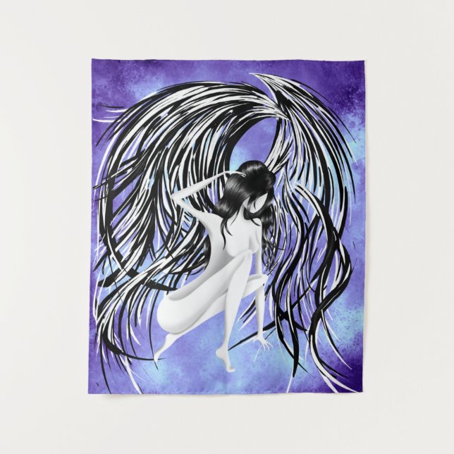 Tapete De Parede Fallen Angel azul monocromático (Frente)