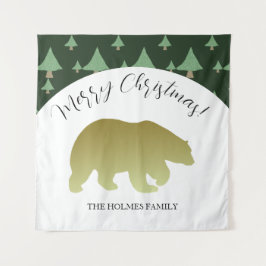 Tapete De Parede Família de natal de Urso Ouro Bonito