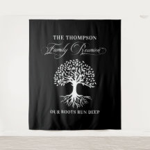 Family reunion tree backdrop banner black