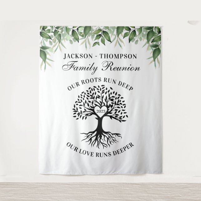 Tapete De Parede Family reunion tree greenery backdrop banner (Frente)