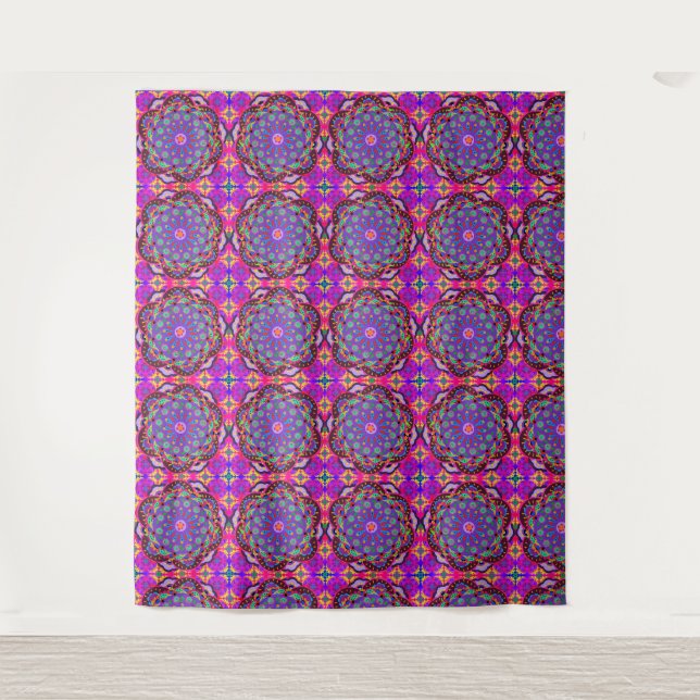 Tapete De Parede Fantasia Floral Roxa | Beleza Boho (Frente)