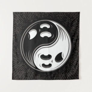 Tapete De Parede Fantasma Yin Yang Black and White