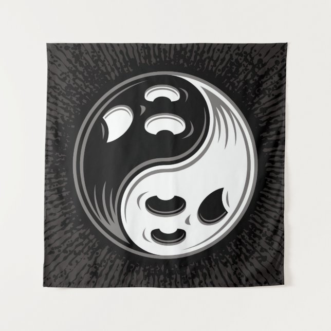 Tapete De Parede Fantasma Yin Yang Black and White (Frente)