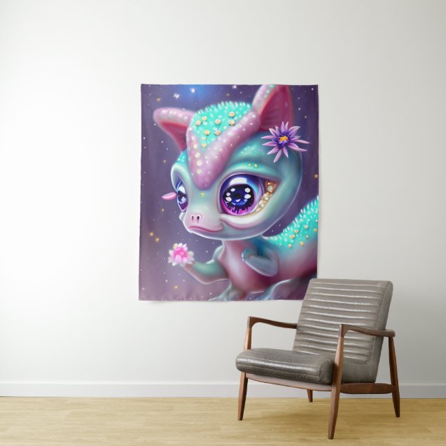 Tapete De Parede Fantasy Kawaii, bebê dinossauro fofo e adorável (In Situ)