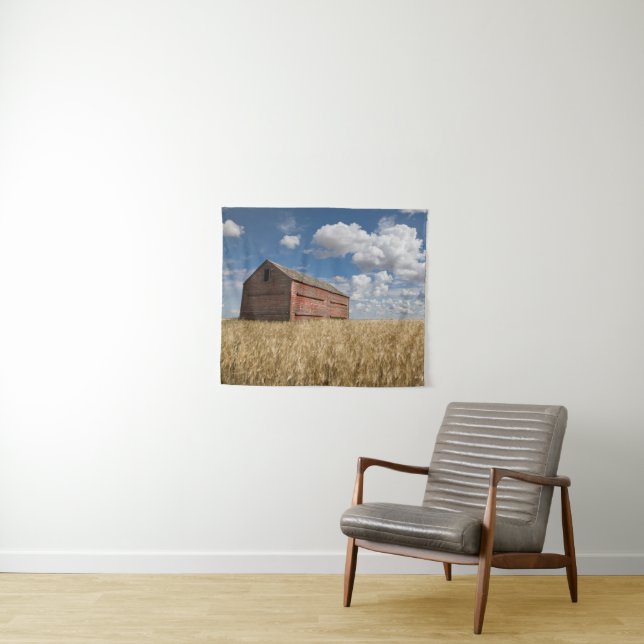 Tapete De Parede Farms | Old Red Barn in Wheat Field (In Situ (Horizontal))