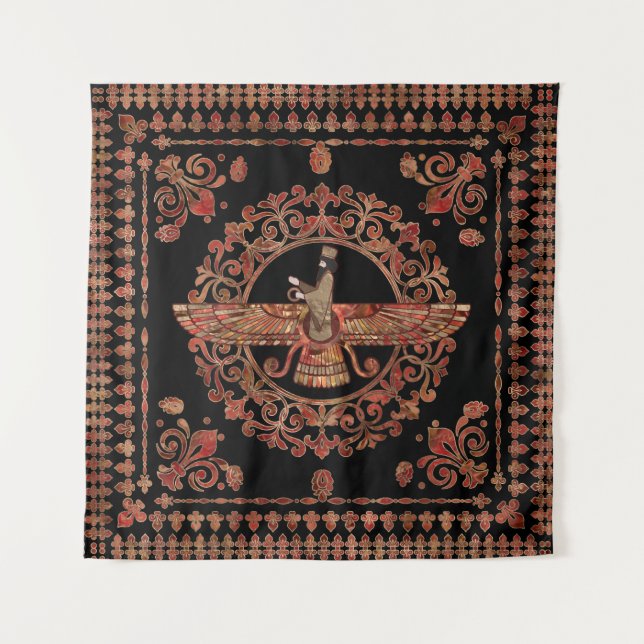 Tapete De Parede Farohar - Faravahar - Fravashi Marble e Dourado (Frente)