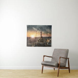 Tapete De Parede Faróis Farol vermelho e branco