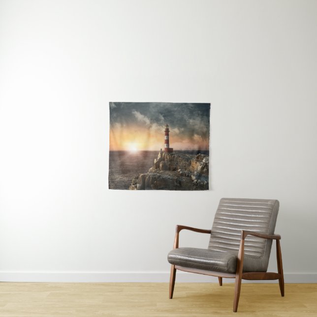 Tapete De Parede Faróis | Farol vermelho e branco (In Situ (Horizontal))