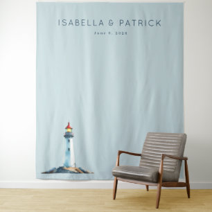 Tapete De Parede Farol Minimalista Azul Calmo