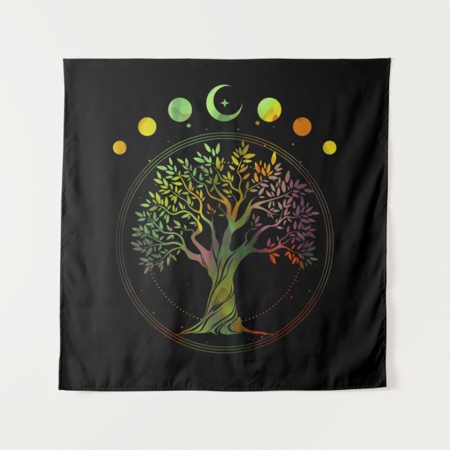 Tapete De Parede Fases da Árvore da Vida da Lua (Frente)
