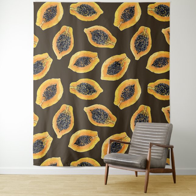 Tapete De Parede Fatias de Papaya em castanho escuro (In Situ)