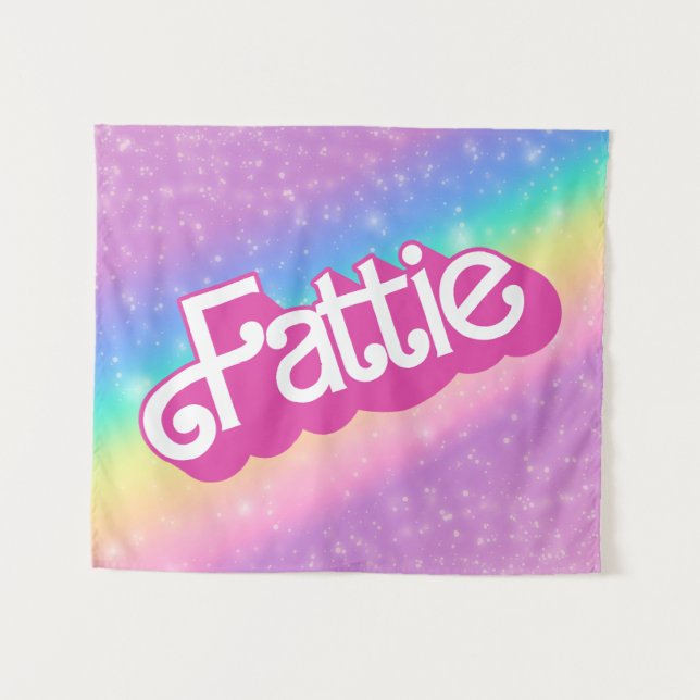 Tapete De Parede Fattie Plus Size Rainbow Retro 90's Nostalgia Pink (Frente (Horizontal))