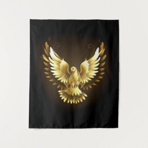 Tapete De Parede Faux Gold Foil Peace Dove em Preto