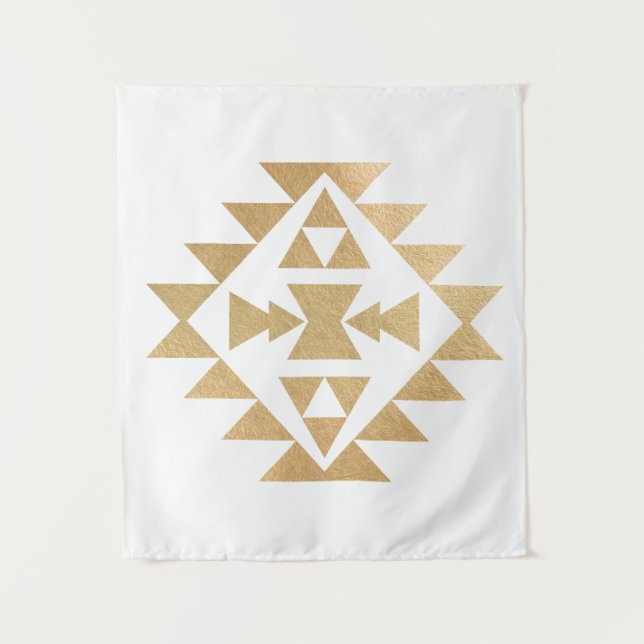 Tapete De Parede Faux Gold Foil Tribal Illustração Muralha (Frente)