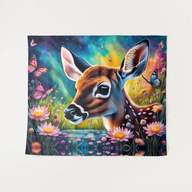 Tapete De Parede Fawn em Meadow Pond (Frente (Horizontal))