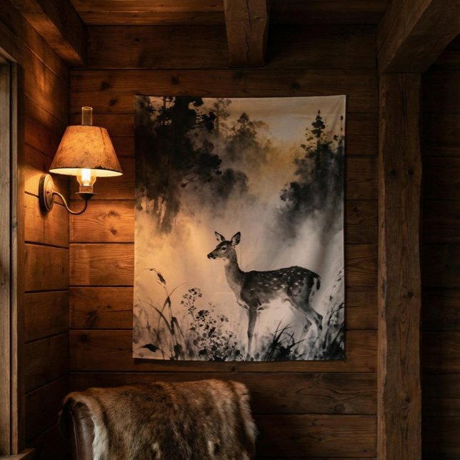 Tapete De Parede Fawn Tapestry | Misty Forest Art (Criador carregado)