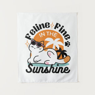 Tapete De Parede Feline Fine no Sol - Gato Tropical Relaxado