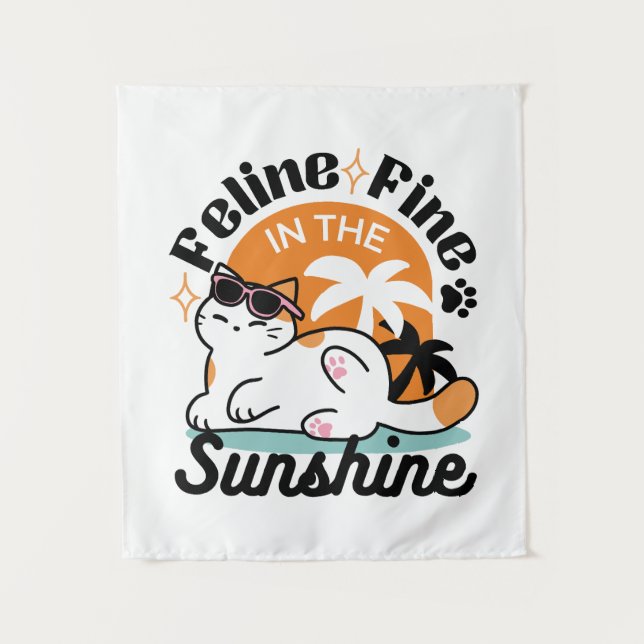 Tapete De Parede Feline Fine no Sol - Gato Tropical Relaxado (Frente)