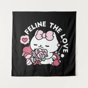 Tapete De Parede Feline o Amor - Design de Gato do Namorados