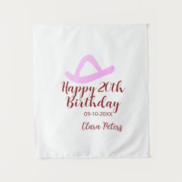 Tapete De Parede Feliz 20º aniversário menina cowboy rosa nome data