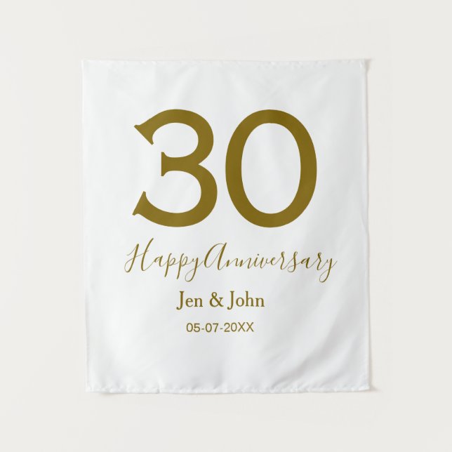 Tapete De Parede Feliz 30 data de aniversário data ouro bold lete (Frente)