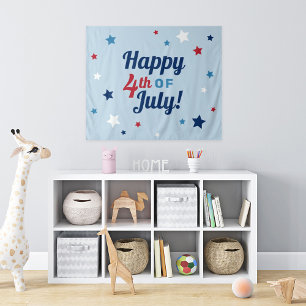 Tapete De Parede Feliz 4 de Julho Patriótico Vermelho Branco e Azul