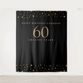 Tapete De Parede Feliz Aniversário 60 Anos Personalizável Dourado P