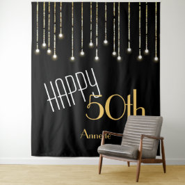 Tapete De Parede Feliz Aniversário Black Gold Fundo para Fotografia