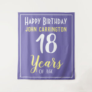 Tapete De Parede Feliz Aniversário com Nome e Idade 18 Anos Tapeçar