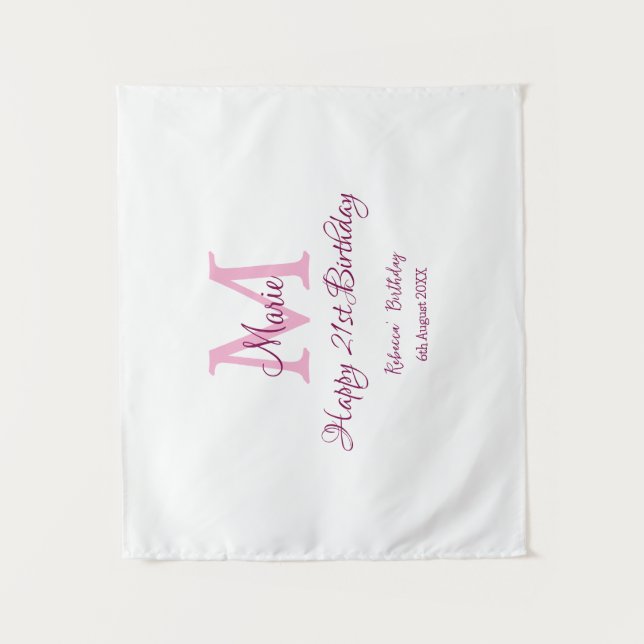 Tapete De Parede Feliz aniversário de 21 anos rosa adicionar nome m (Frente)