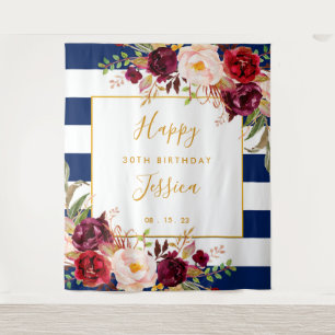 Tapete De Parede Feliz Aniversário de 30 anos Fundo, Azul Marinho B