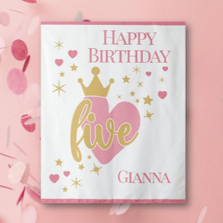 Tapete De Parede Feliz Aniversário de 5 anos Personalizado 