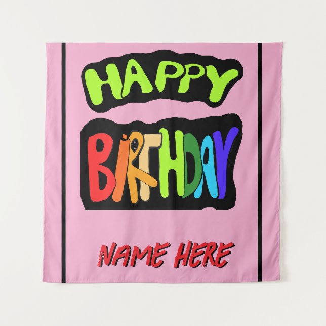 Tapete De Parede Feliz aniversário e personalizar nome (Frente)