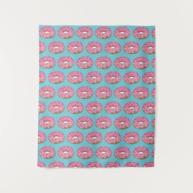 Tapete De Parede Feliz Aniversário Rosquinha Rosa Festa de aniversá (Frente)